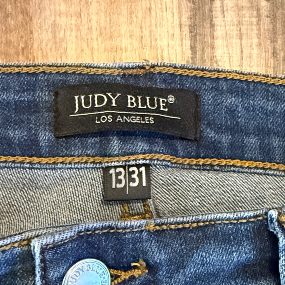 Judy Blue Distressed Skinny Jeans - Blue - Picture 2 of 7